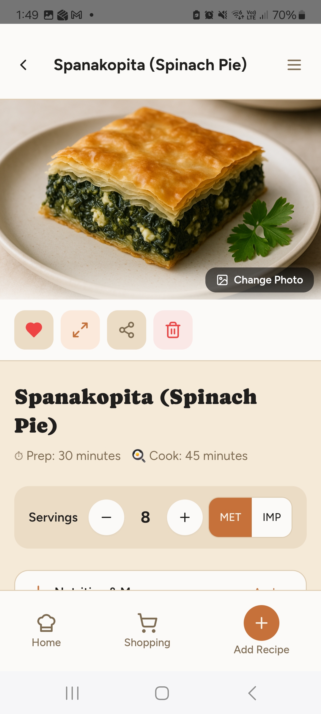 A clean recipe card in the CopyCook app